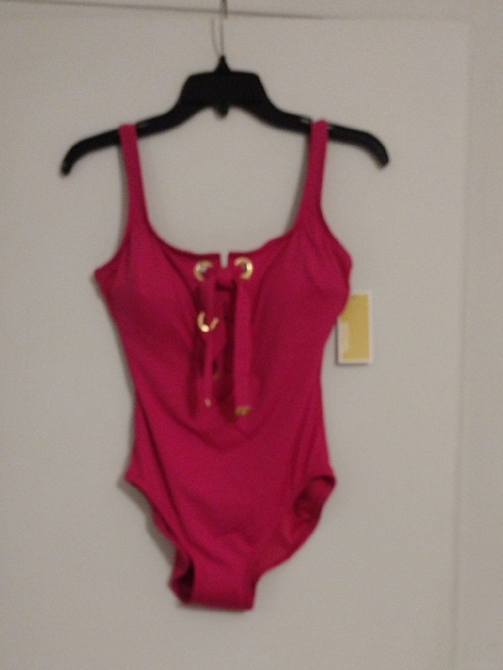 Michael Kors Fuchsia Lace-Up One-Piece Swimsuit